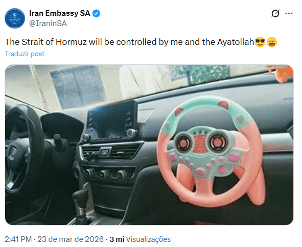 Irã zomba de comentário de Trump sobre controle conjunto de Estreito de Ormuz