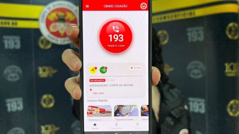 Chamadas para o 193 podem ser realizadas pelo aplicativo CBMSC Cidadão