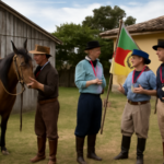 grupos tradicionalistas balneário arroio — capa horizontal 16:9, sem textos, retratam a preparação para a Semana Farroupilha 2023
