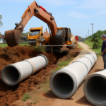 Imagem de capa: prefeitura araranguá inicia tubulação na Estrada Geral Sanga do Marco para melhorar drenagem.