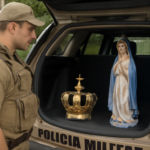 Imagem de capa: polícia militar sc recupera coroa e imagem religiosa roubadas de igreja em Arroio do Silva.