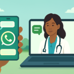 tele saúde transforma acesso: capa horizontal 16:9 de Meleiro com WhatsApp, sem textos escritos