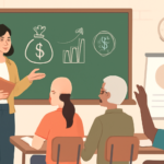 Capa visual sobre educação financeira escolas araranguá, voltada à formação de professores do Projeto de Vida e Empreendedorismo, sem textos.