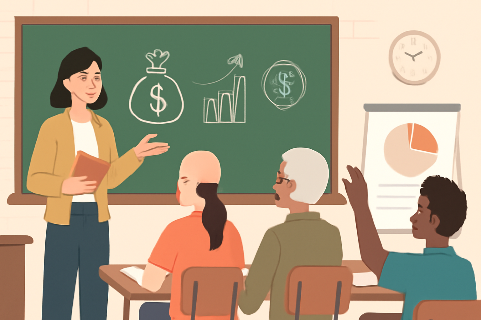 Capa visual sobre educação financeira escolas araranguá, voltada à formação de professores do Projeto de Vida e Empreendedorismo, sem textos.