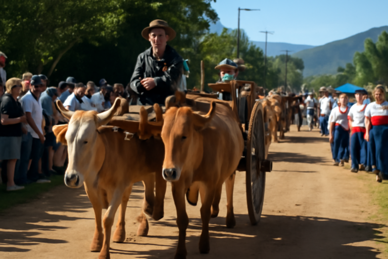 Capa horizontal 16:9 sem textos escritos, retratando a 2 festa carro boi em São João do Sul com desfiles e cultura local
