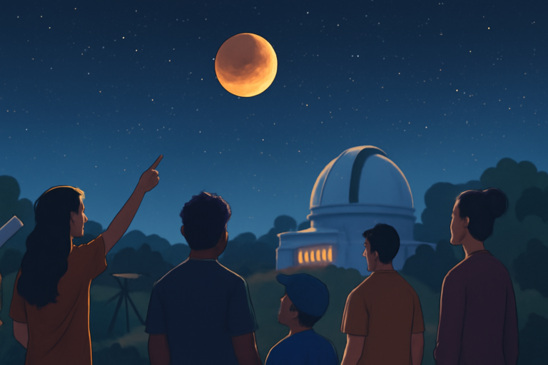 Capa: parque astronômico criciúma promove observação do eclipse lunar com eventos gratuitos.