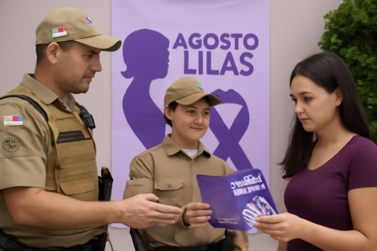 Imagem de policiais 19 bpm intensificam conscientização contra violência doméstica em Araranguá.