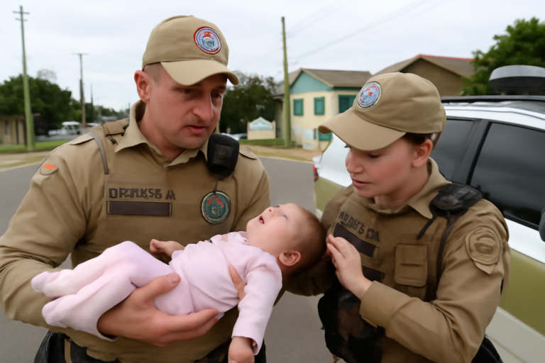 Capa 16:9 com policiais militares araranguá salvam bebê de seis meses durante ronda no Jardim Cibele.