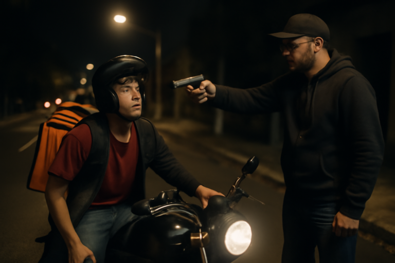 motoboy 19 anos sofre - cena de capa sem textos que retrata violência urbana após discussão no trânsito em Araranguá